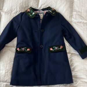 Mini Boden Navy Coat with Floral Details NWOT, 4-5T